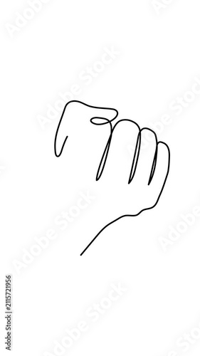 Hand raised fist gesture with LGBT flag rainbow one line art animation, hand drawn pride month decoration continuous contour motion. People's rights movement, diversity love time, outline video. 4k
