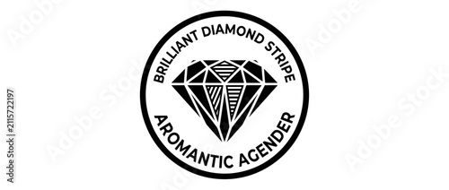 Foto Black and white diamond emblem, abstract geometric gemstone logo