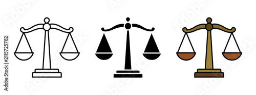 Canvas Print Scales of Justice Vector Icons Set for Legal Law and Equality