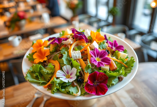Gourmet salad with edible f...