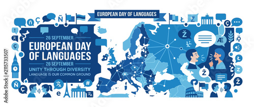 Canvas Print European Languages Unity Diversity Communication Map