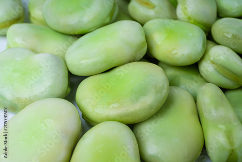Broad beans or fava beans closeup