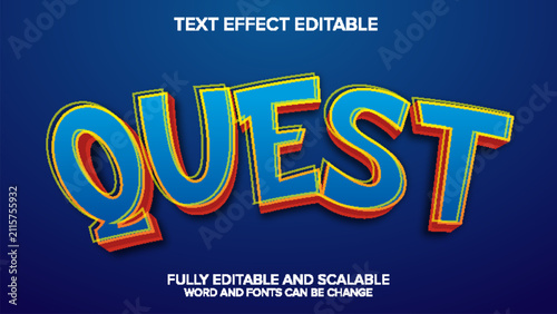 Obraz na płótnie 3d text effect quest vector editable