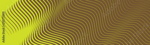 Neon lime yellow and brown wavy lines background with smooth geometric flow and modern depth. Abstract striped linear gradient pattern. Ideal for tech, motion, futuristic digital designs