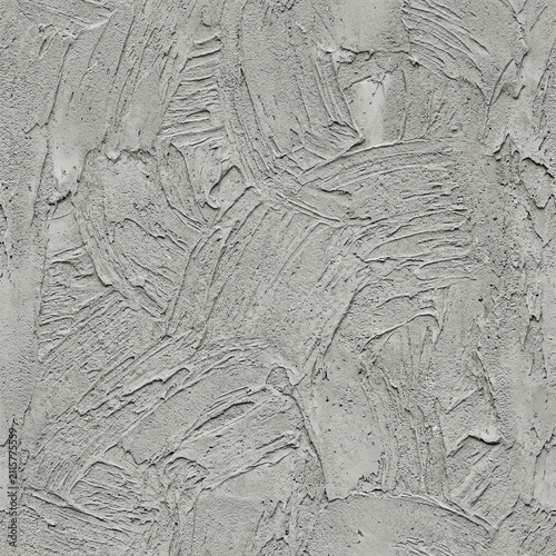 Textured Gray Cement Wall with Artistic Brush Strokes for Interior Design or Construction Use