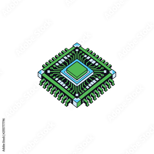 CPU Microchip Silicon Traces 3D Icon