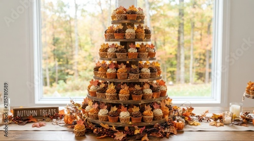 Autumn Cupcake Tower