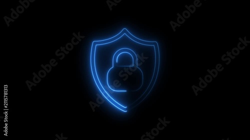 Protection sign shield with padlock icon. security concept logotype icon animation