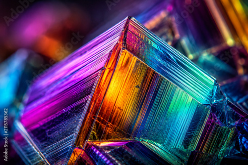 Colorful Chemical Element Crystal Macro with Geometric Growth