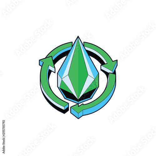 3D Water Droplet Recycle Symbol Icon