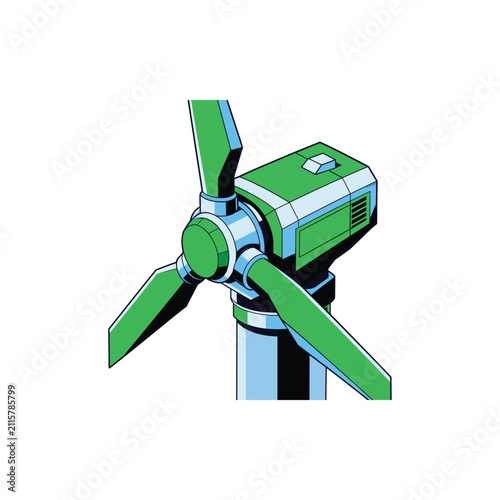 3D Wind Turbine Hub Detail Macro Icon