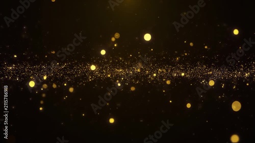Luxury Golden Particles Floating on Dark Background Loop