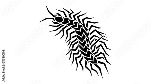 Quadro su tela Stylized Black Centipede Insect Graphic Design.