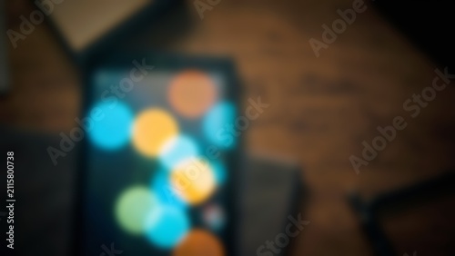 Digital Mobile Screen on Wooden Desk for Fintech Banking Website