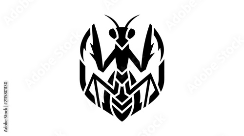 Konstfotografi Stylized Praying Mantis Insect Icon Silhouette.