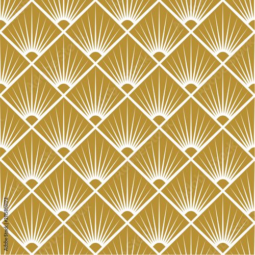 Luxury Gold Art Deco Seamless Pattern Background. Vector.