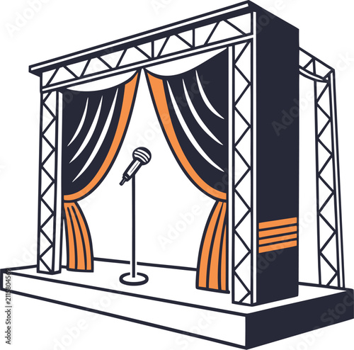 illustration of a window with curtains