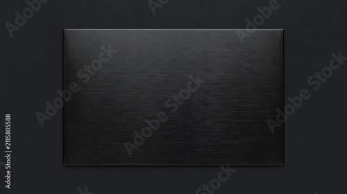 Elegant black rectangular plaque featuring a realistic brushed metal texture centered on a dark smooth surface for professional signage display