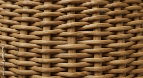 Close Up Macro View of Intricate Brown Wicker Weaving Pattern Texture for Background and Surface Design