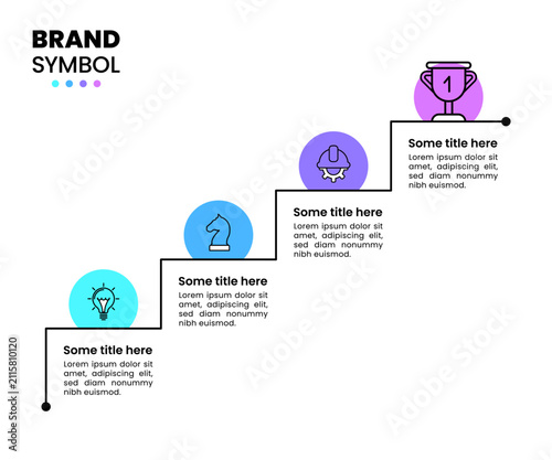 Infographic template. Staircase with 4 steps and trophy at the top