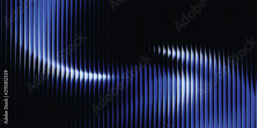 deep blue ribbed glass texture with wave lighting and soft vertical gradients on dark background, abstract futuristic design ideal for digital interfaces, branding, and tech visuals