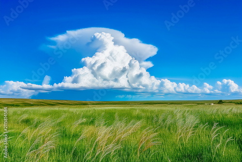 草原と積乱雲