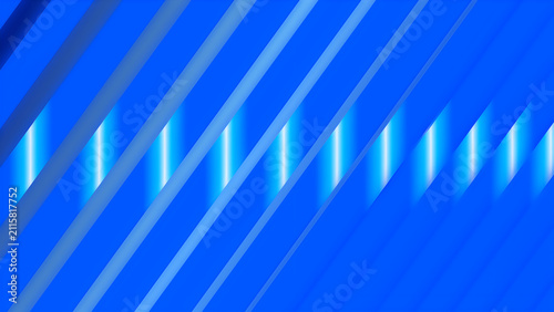 Картината върху платно Abstract blue background with diagonal stripes and glowing light lines