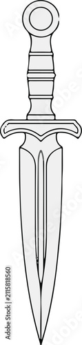 Foto CAD halloween line Medieval dagger vector illustration, ancient steel blade with