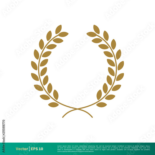 Gold Laurel Wreath Decorative Frame Vector Template Illustration Design EPS 10.