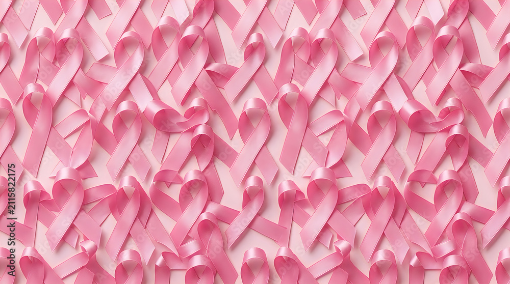 Obraz premium Background pattern of pink ribbons representing support and hope during the annual breast cancer awareness month campaign event