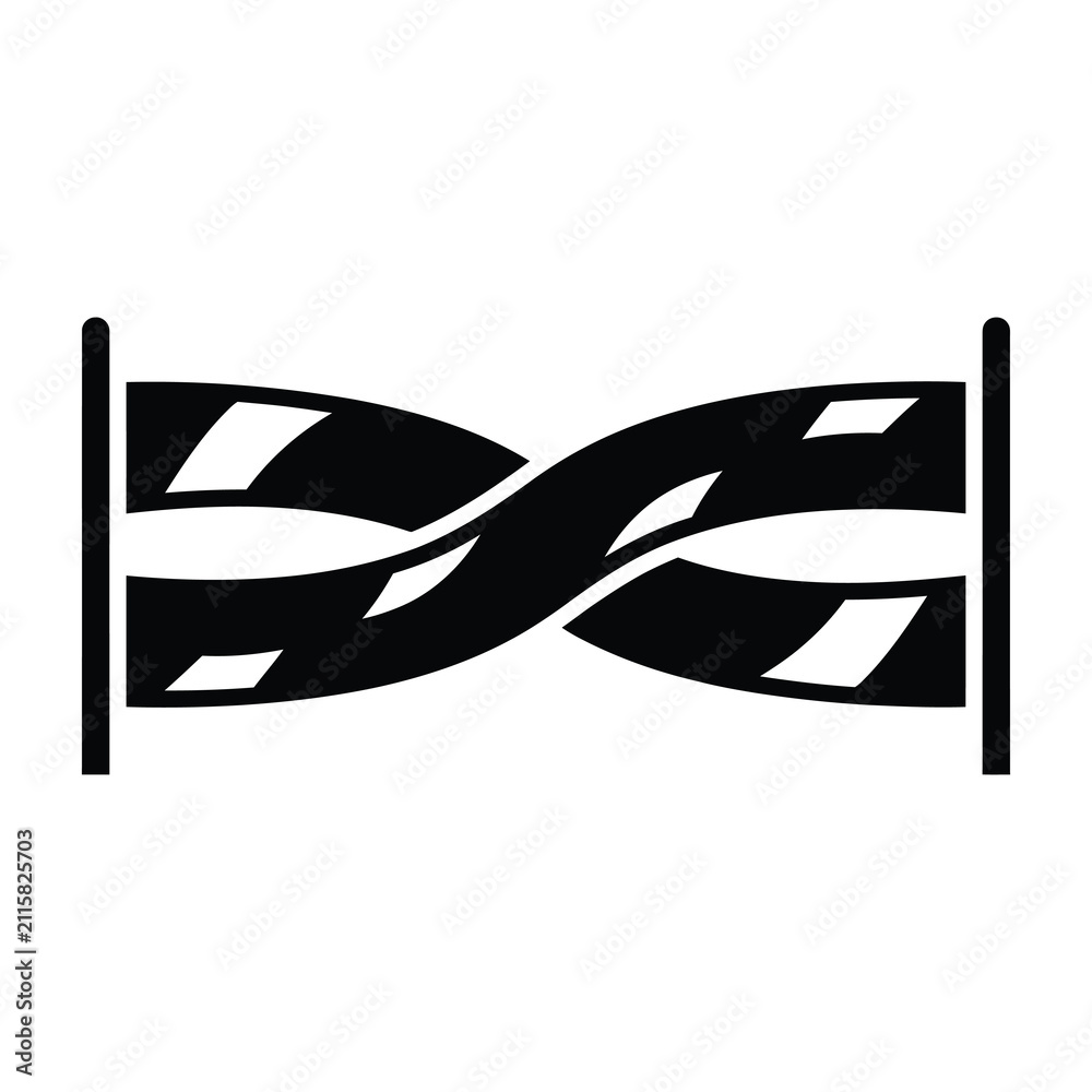 Fototapeta premium Black and white racing flag checkered pattern waving in wind on pole sport symbol icon