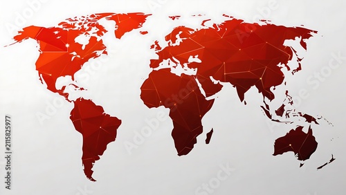 Geometric World Map: A modern representation of the world with a polygonal design and a warm color palette.