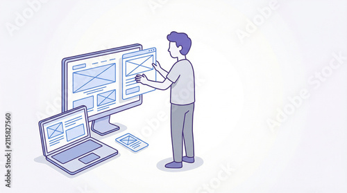 Web Designer Creating a Responsive Website Across Multiple Devices