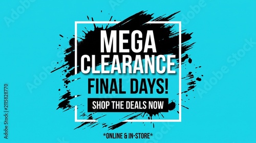 Cyan Sale Banner Template With Paint Stroke Design
