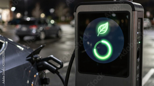 Electric Vehicle Charging Station at Night