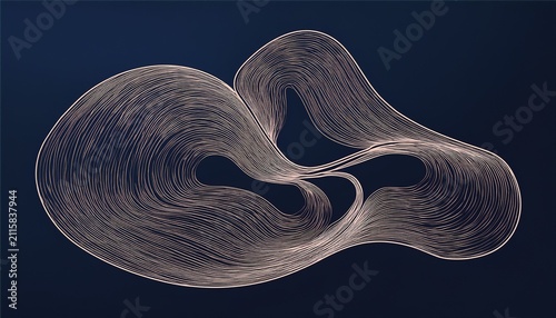 Minimalist One Line Drawing Of Abstract Organic Form On Dark Background