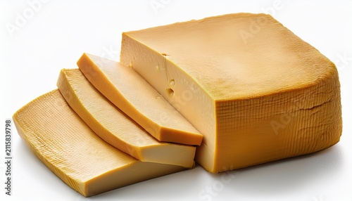 Tofu Cheese Isolated Smoked Vegan Cheese Slice Sliced Soya Bean Curd Soy Protein Or Tsp