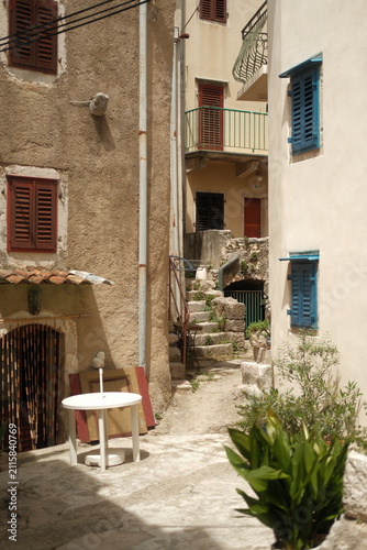 Narrow historic street in the old town of Vrbnik on Krk island, Croatia