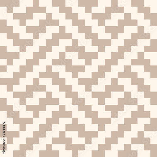 Seamless pixel art neutral geometric pattern featuring beige and cream colors. Ideal for neutral home decor, minimalist fabric prints, cozy winter apparel, wrapping paper, and wallpaper.