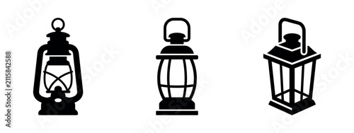 Foto Vintage Kerosene Lantern and Oil Lamp Silhouettes