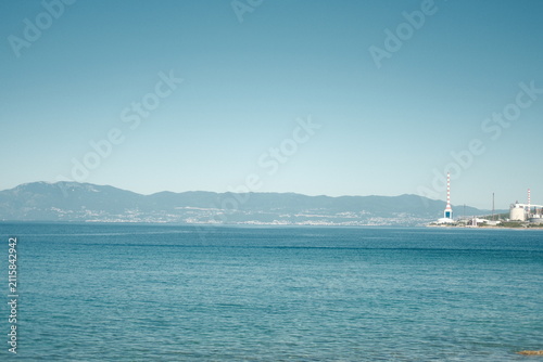 Panoramic view of Adriatic Sea from Rijeka with Opatija in the background, Croatia