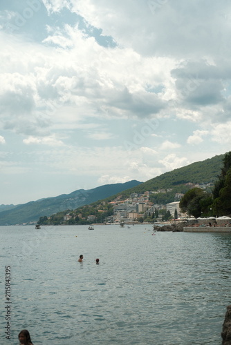 Crystal clear sea water along the rocky coast of Opatija, Croatia