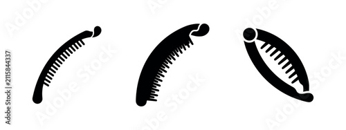 Canvastavla Black silhouette icons of banana hair combs and clips
