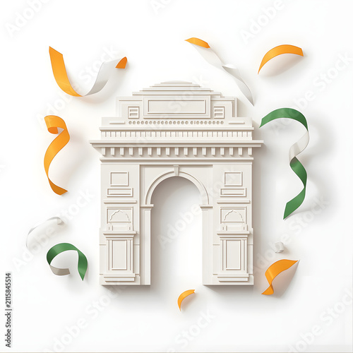  India Gate Paper Cut Illustration