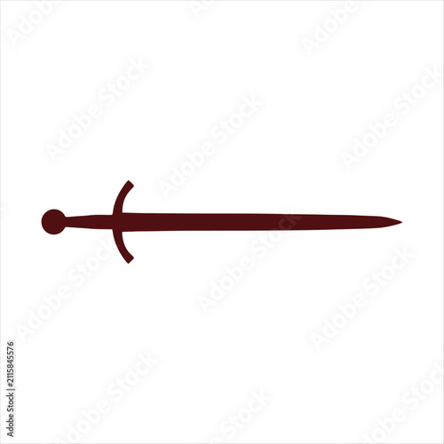 Simple red sword icon on white background weapon medieval
