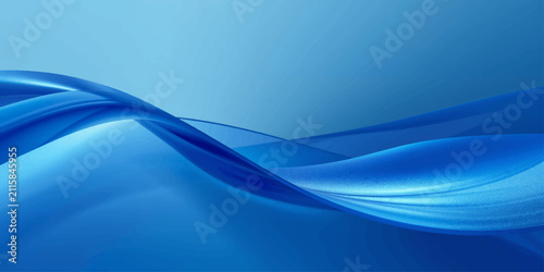 Konstfotografi Abstract Blue Wave Background with Smooth Flowing Curves, Futuristic Digital Lin