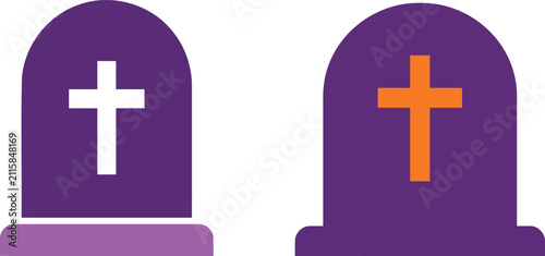 Bild auf Leinwand Halloween gravestone vector illustration with cross design