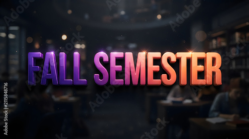 Modern 3d fall semester gradient typography isolated on transparent background for academic marketing, university announcements, and educational event graphics.
