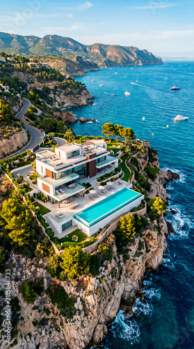 Luxury Cliffside Villa with Infinity Pool Overlooking Turquoise Sea