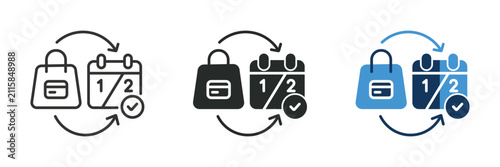 Bild auf Leinwand Buy now pay later icon, installment payment schedule symbol, shopping subscripti